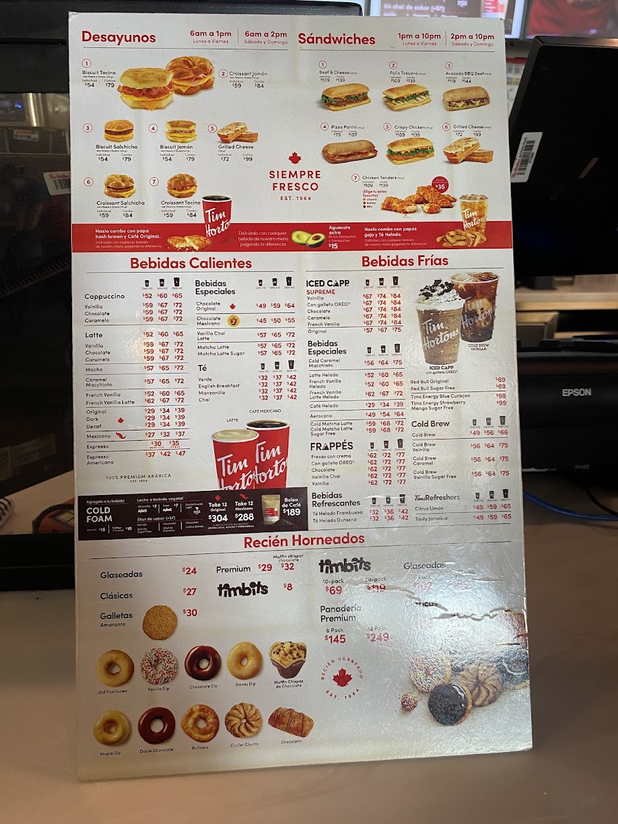 Tim Hortons Bernardo Quintana Menu - Image 1